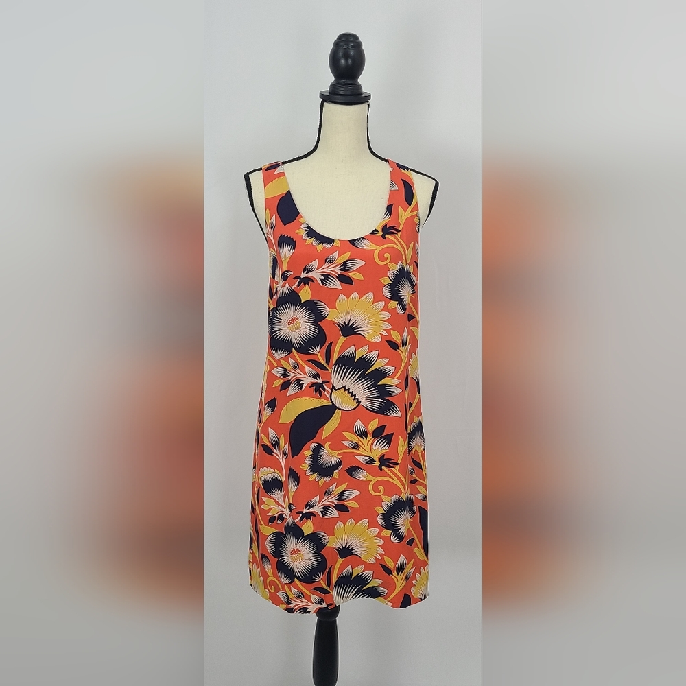 J. Crew Hibiscus Floral Silk Twist Back Dress, size 4